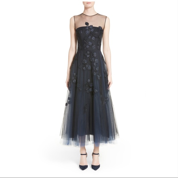 Carolina Herrera Dresses & Skirts - CAROLINA HERRERA Floral Leaf Beaded Tulle Dress 12